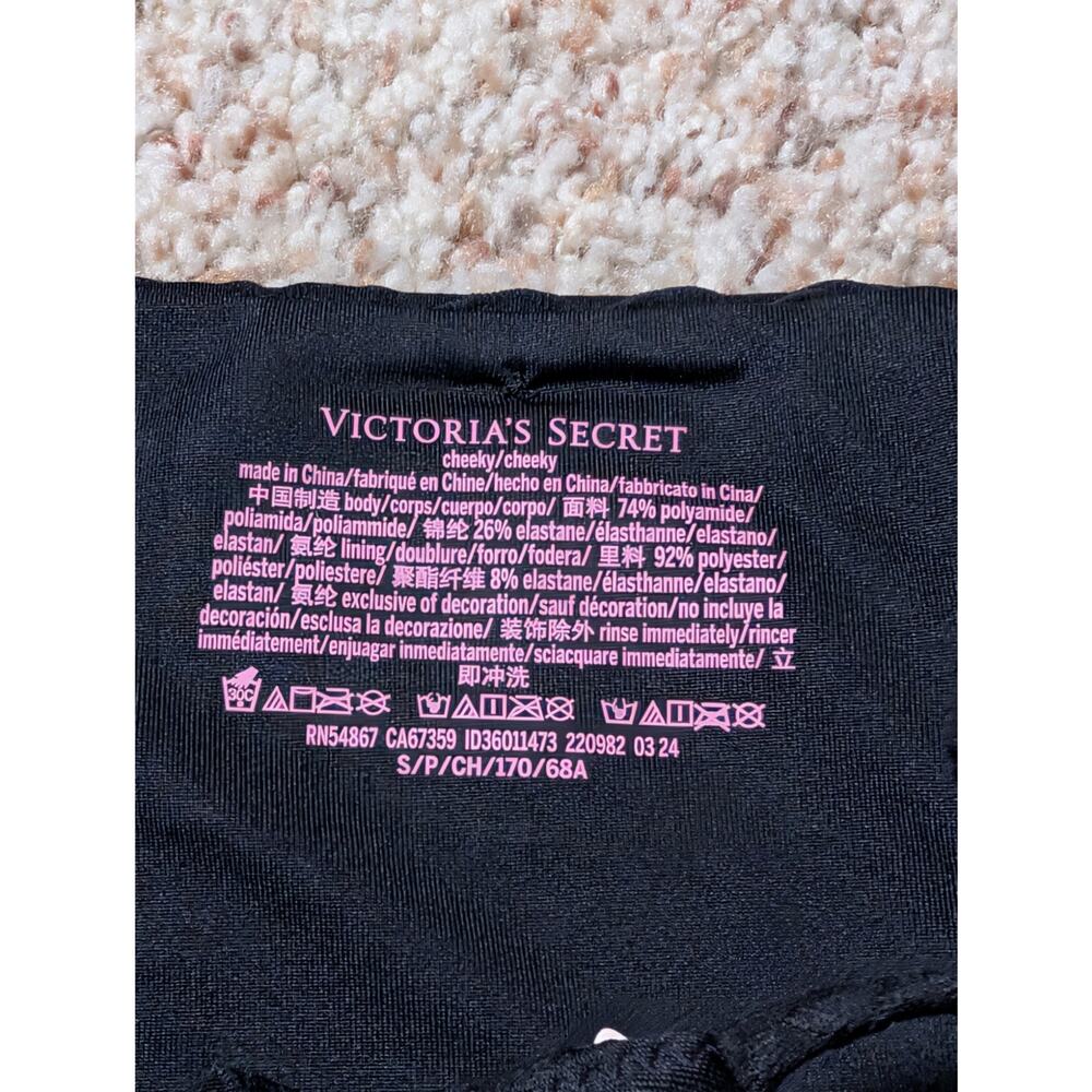 Victoria's Secret Women's Black Textured Cheeky Side Tie Bikini Bottoms S NWT - Picture 3 of 6